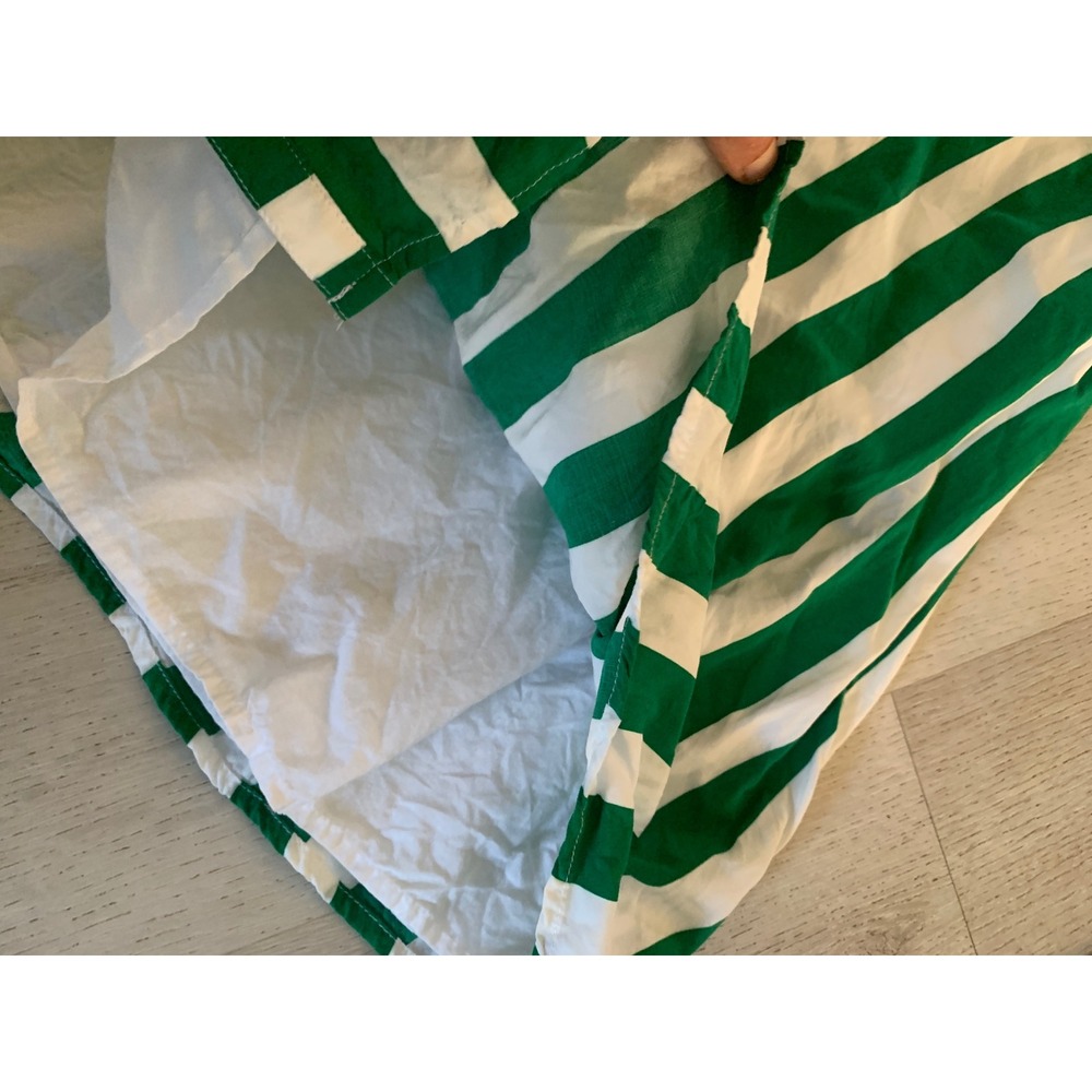 Crown & Ivy Green White Striped Midi Shirt Dress Puff Sleeve Belted Pockets L - Picture 10 of 11